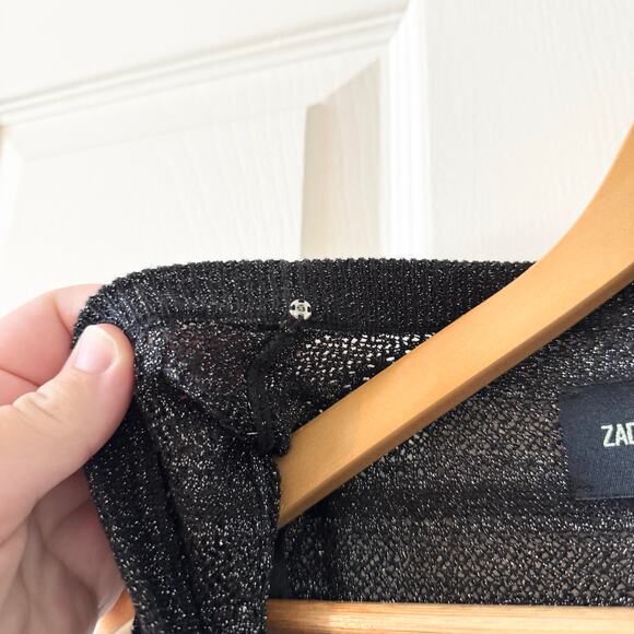 Zadig & Voltaire Marty Pointelle Cardigan Dress in Black - Picture 4 of 8